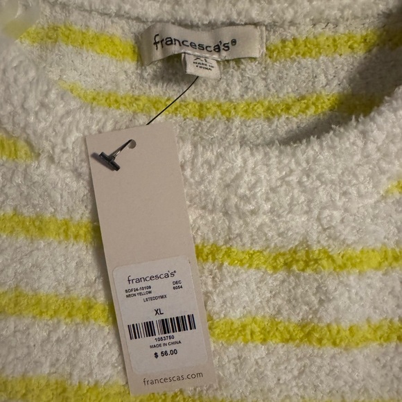 Francesca's Collections White and Yellow Striped Sweater - Picture 3 of 4